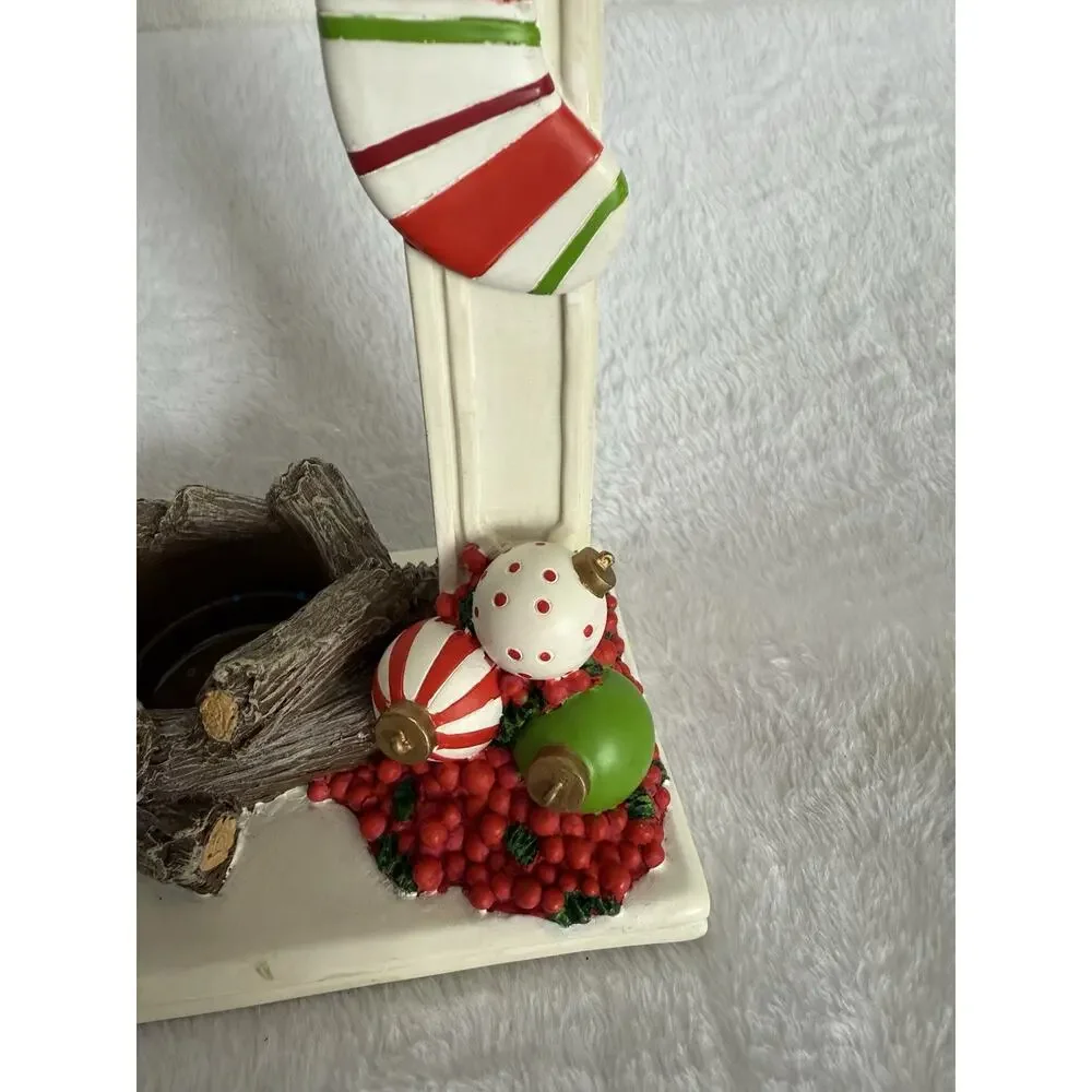 Yankee Candle Christmas Mantle Fireplace Stockings 10” Tea Light Tart Wax Warmer